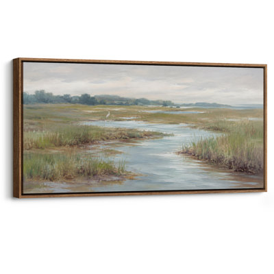 Impression sur toile encadrée, "Large Large Coastal Marsh Wetland River Neutre"