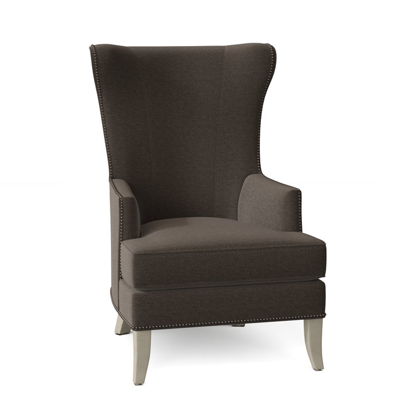 Fauteuil à oreilles Andrew, Bois flottant 9930, Bronze vieilli, Amande chamois