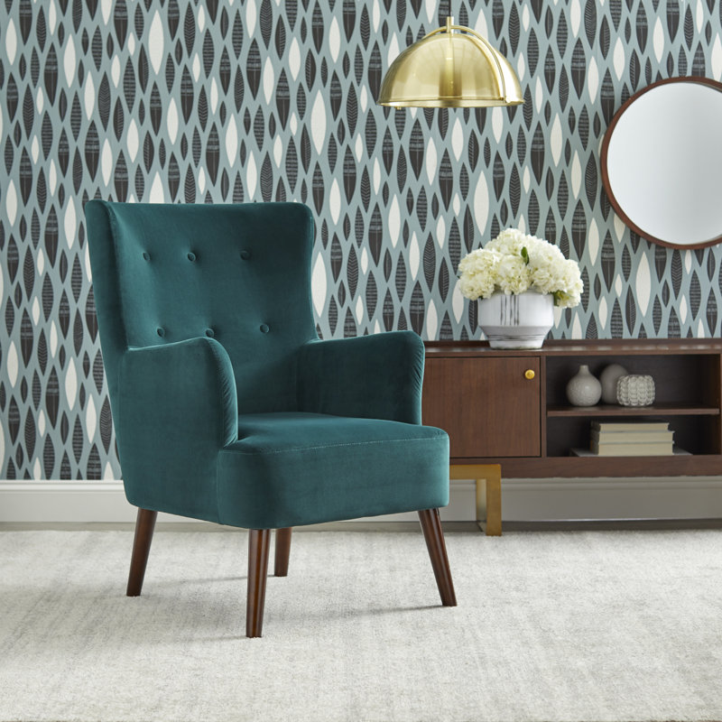 Piersten Upholstered Wingback Chair, Emerald Green
