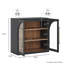 Ensemble de 3 buffets modulaires avec porte en verre arquée et tablettes réglables, ébène-996173199