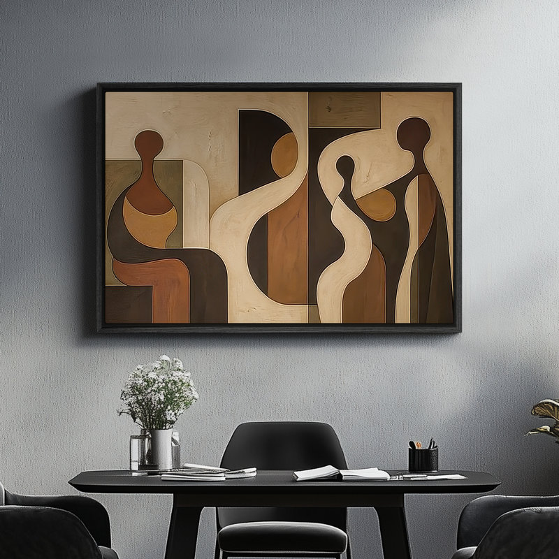 Framed Canvas Wall Art - Vintage Abstract Wall Prints for Bedroom - 16"x24", Black