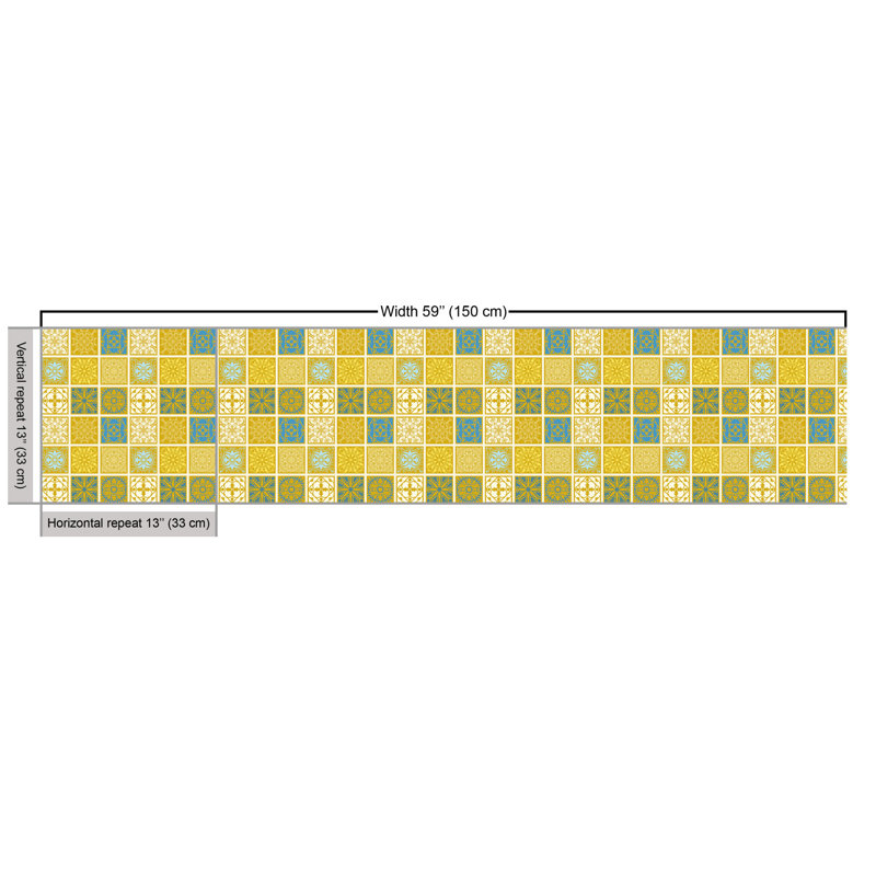 Sibley Different Folkloric Ornamental Squares Fabric