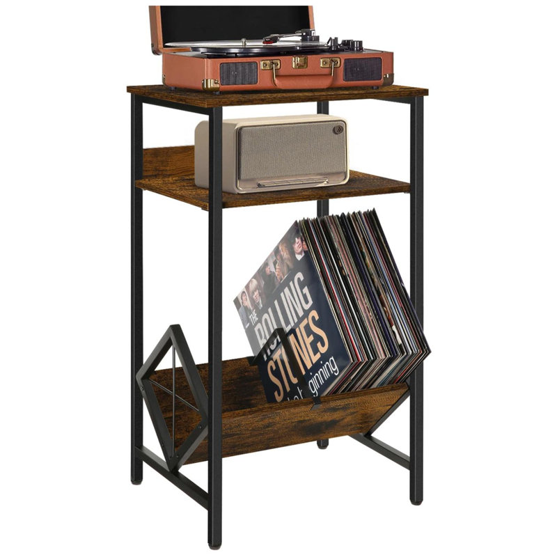 Vinyl Record Holder,Record Player Stand,End Table,Vinyl Storage Up To 65 Albums,Record Player Table,Record Shelf For Living Room,Bedroom,Retro Side Table For Magazine,Book
