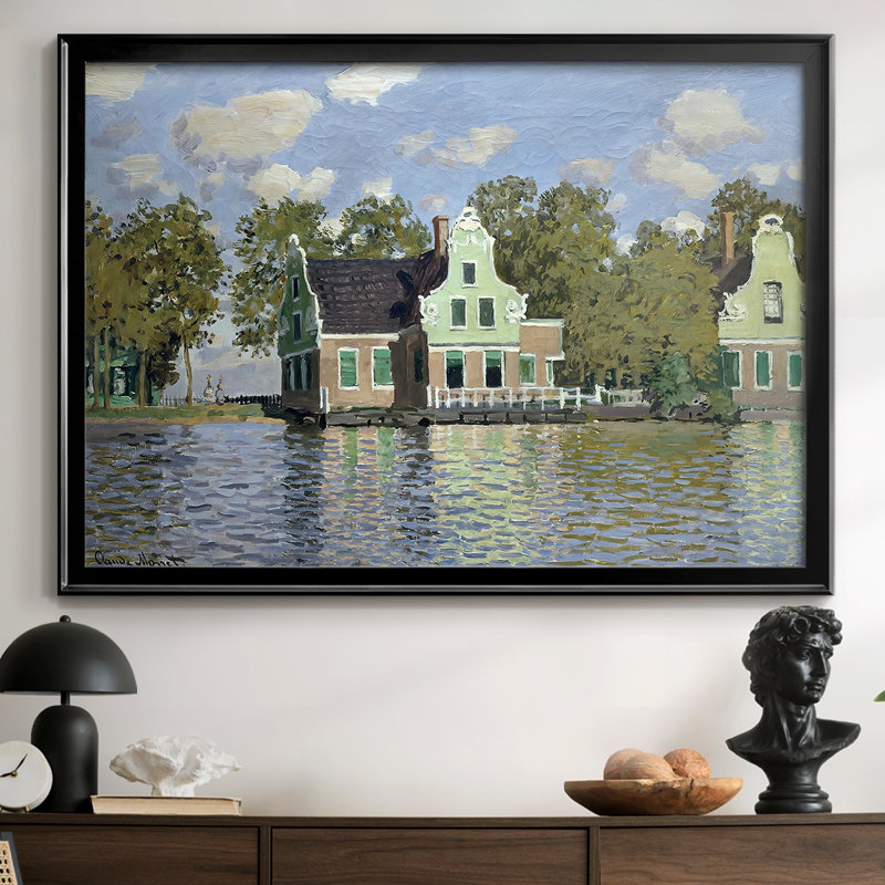 Maisons sur le Achterzaan - Claude Monet - Toile tendue avec châssis, 1871, 30 x 5 x 42,5, Toile avec cadre, Noir