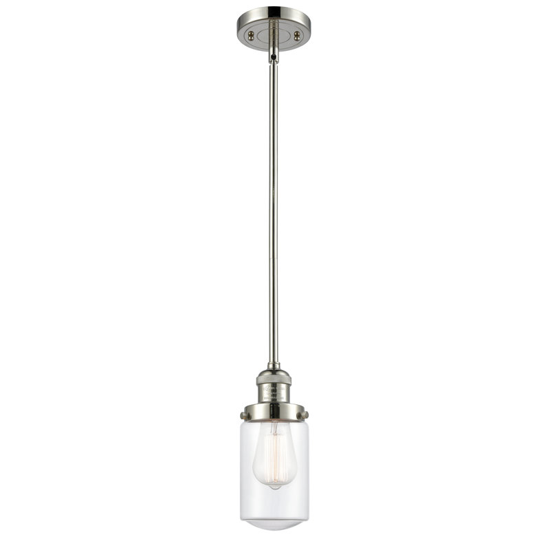 Luminaire suspendu simple à 1 lumière Saroyan, Transparent, Nickel satiné brossé, Ampoule DEL 6 watts Vinage