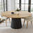 60" Two-tone Round Oak Dining Table with Solid Wood Pedestal Modern Kitchen Table for Living Room Dining Room Seats 8-652164111-652164107