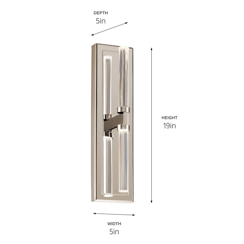 Applique murale pour salle de bain à 2 lumières DEL Leupp, Nickel poli