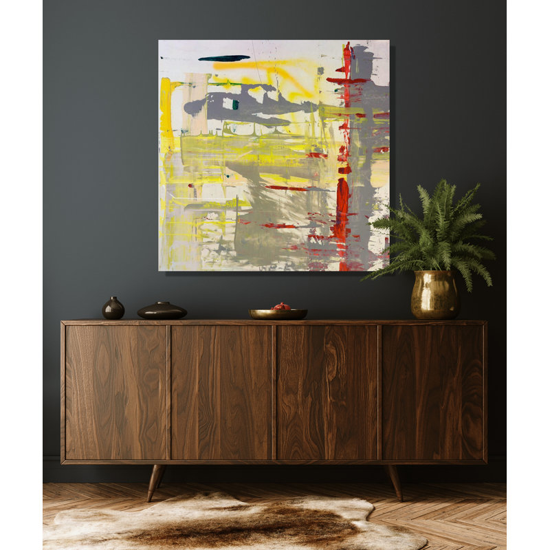 Abstract Print by John Beard, 41.5" H x 41.5" W x 1.75" D, Brown Framed Canvas