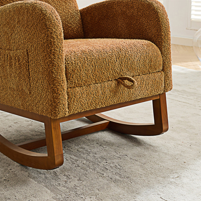 Chaise berçante avec repose-pieds rétractable, Caramel