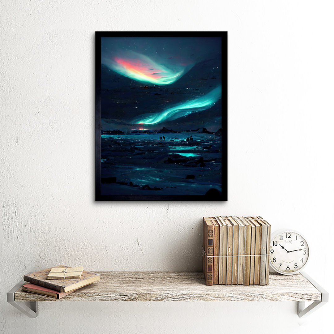 Northern Lights Aurora Iceland Painting - Single Picture Frame Print