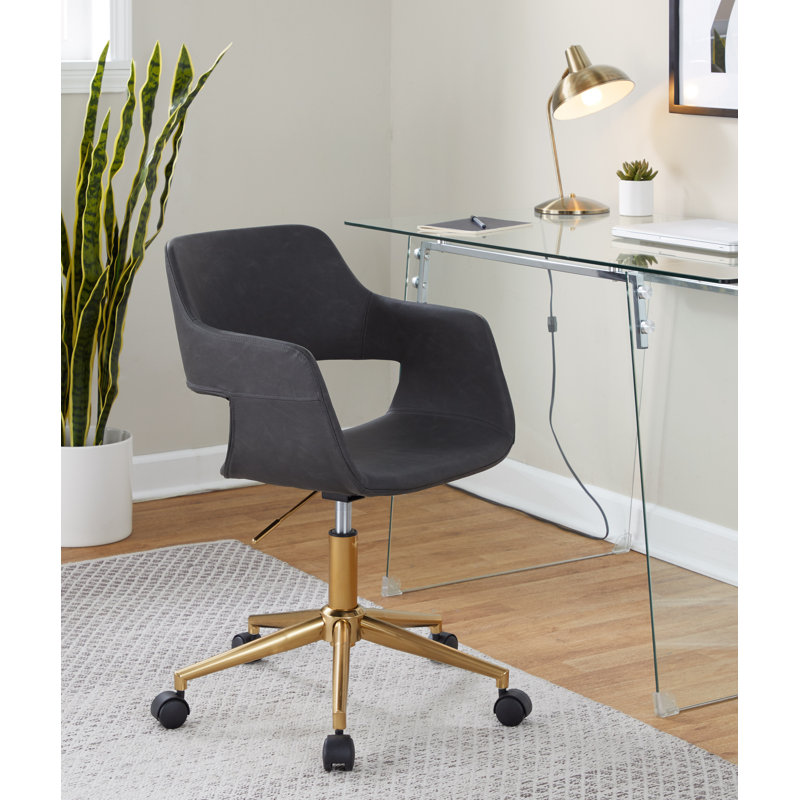 Chaise de bureau Shai, Or, Gris