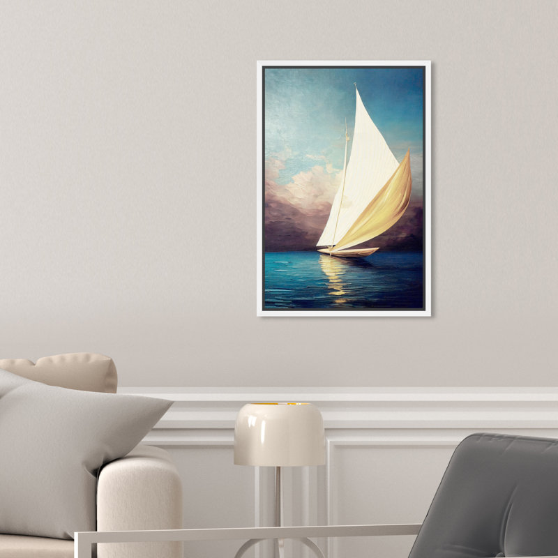 Voile dorée - Impression sur toile, H 16 po x l 11 po x P 1,8 po, Toile avec cadre flottant blanc