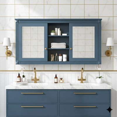 Wall-Mount Mirror Bathroom Cabinet With Adjustable Shelves And Soft-Closing Hinges, High-Definition Mirrors