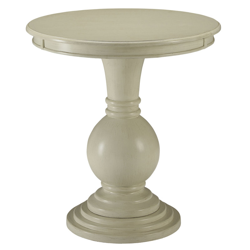 Accent Table with Pedestal Base, Antique White