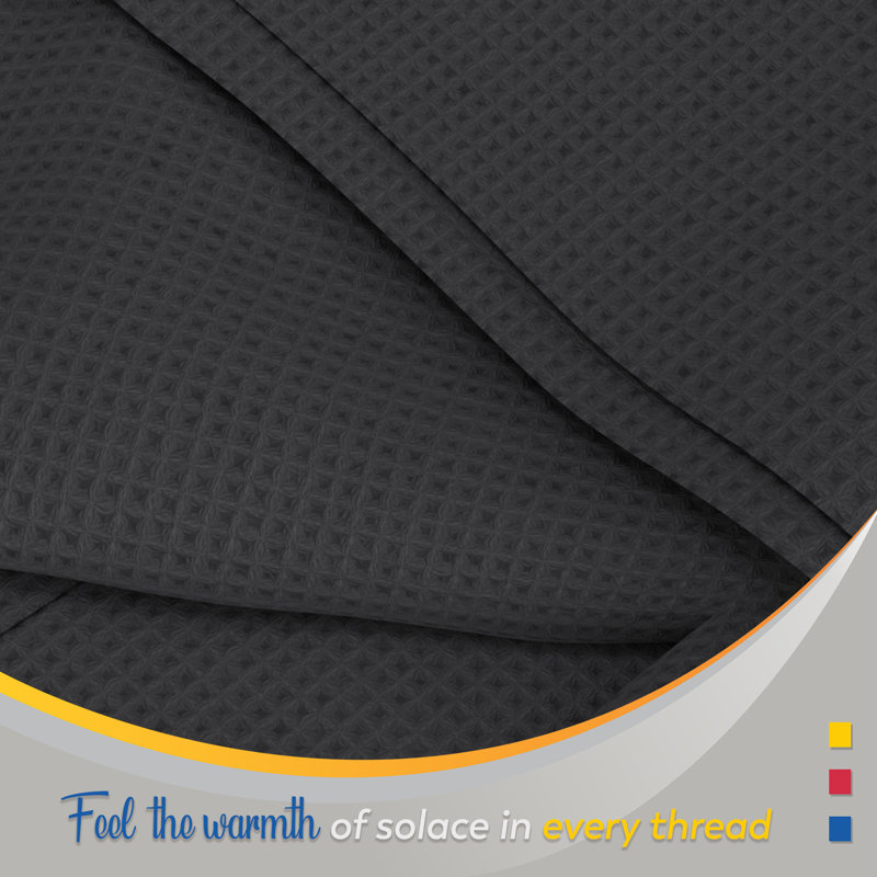 Couverture 100% coton tissée à la main, douce et antimicrobienne, Double / double, Gris foncé