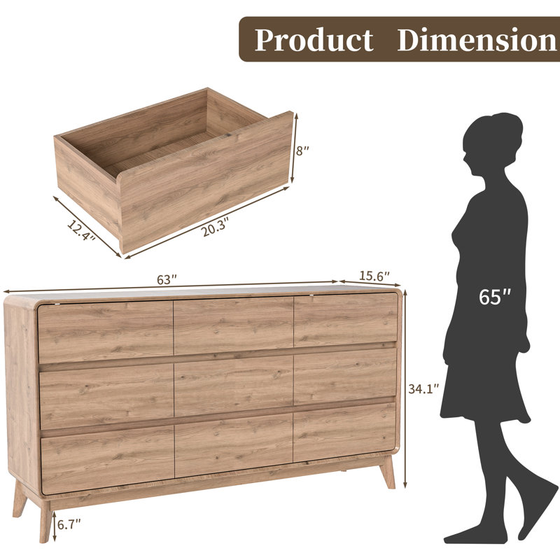 Commode à 63 tiroirs en bois l 63 po, Beige