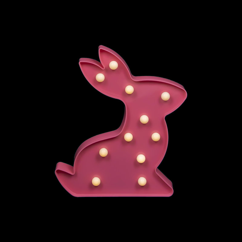 Enseigne lumineuse de lapin de Pâques rose 9,5 po
