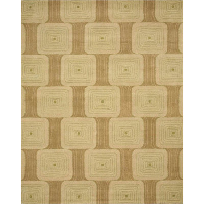 Tapis vert en laine touffeté à la main 8 pi x 10 pi