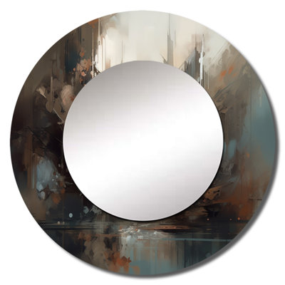 Giuliette Abstract Delicate Brushstroke Painting V - Abstract Painting Decorative Wall Mirror, Modern Round Mirror, Printed Metal Art