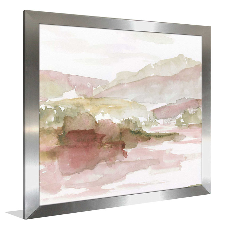 «Windscape I», reproduction de peinture à l'aquarelle, H 25,5 po x l 25,5 po x P 1 po, Encadrement argenté