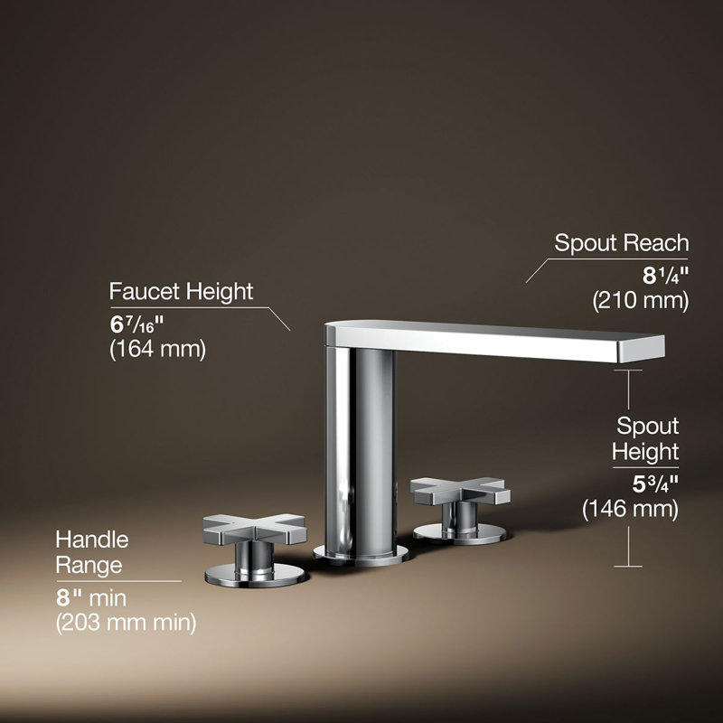 Composed Deck-Mount Bath Faucet With Cross Handles, Polished Chrome