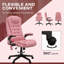 Chaise d'ordinateur de massage à haut dossier avec 6 points de vibration et fauteuil chauffant inclinable en cuir PU avec accoudoirs et télécommande, rose