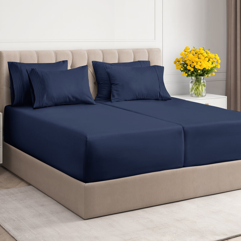 6 Piece Extra Deep Pocket Sheet Set, Cooling & Breathable Bed Sheets, Soft Hotel Luxury Bedding, Fits 18–24 Inch Mattress