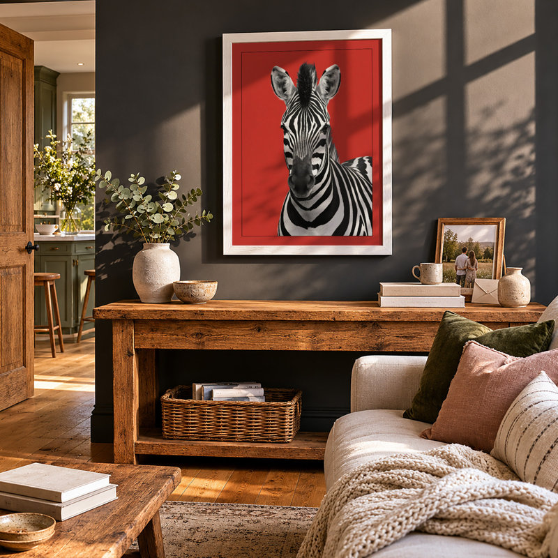 Zebra Bold Modern - Framed Print, A4 - 29.7 x 21.0 cm, White