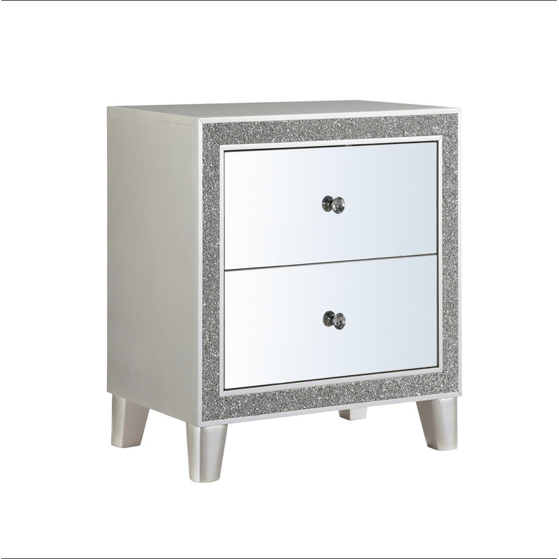 Table de chevet 1pc avec 2 tiroirs Glam Style
