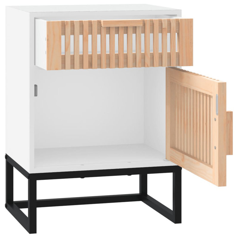 Singita 40cm W Solid + Manufactured Wood Bedside Table, White, Set of 2
