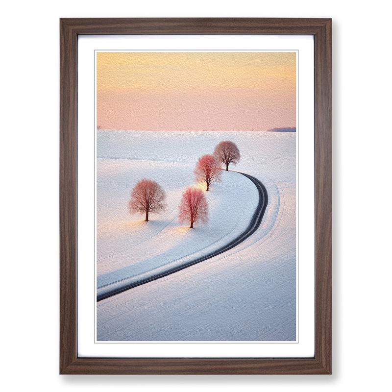 Winter Landscape Colour Field - Single Picture Frame Print on Wood, 46cm H x 34cm W x 2cm D, Walnut