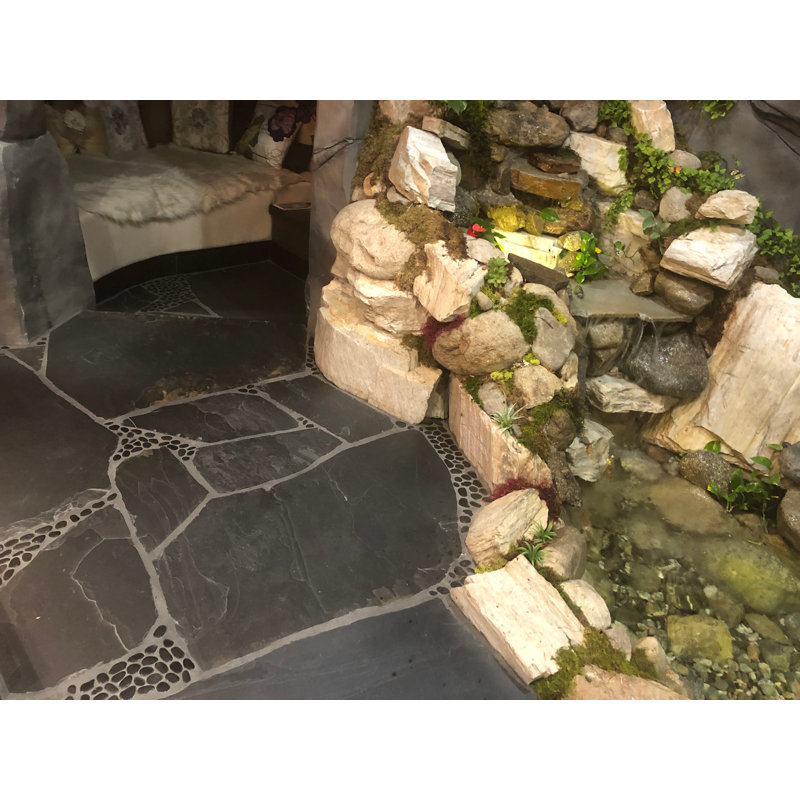 Matte Black Tumbled Pebble Mosaic 12" x 12"