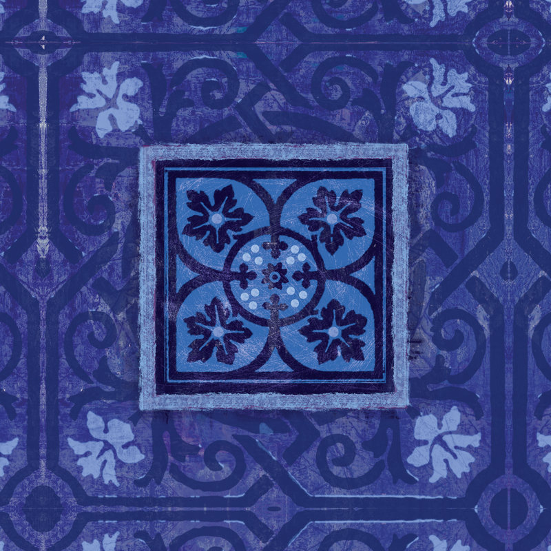 Bold Blue Tile - Wrapped Canvas Painting, 76cm H x 76cm W x 3.8cm D