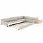 Lit de jour double rembourré avec couchette et tiroir, beige
