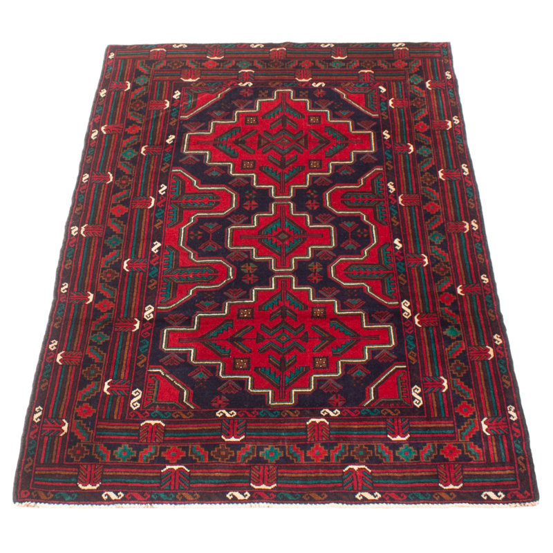 Tapis unique en laine noué à la main bleu marine foncé de 4 pi 1 po x 6 pi 10 po Teimani
