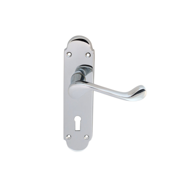 Lock Door Handle, Polished Chrome
