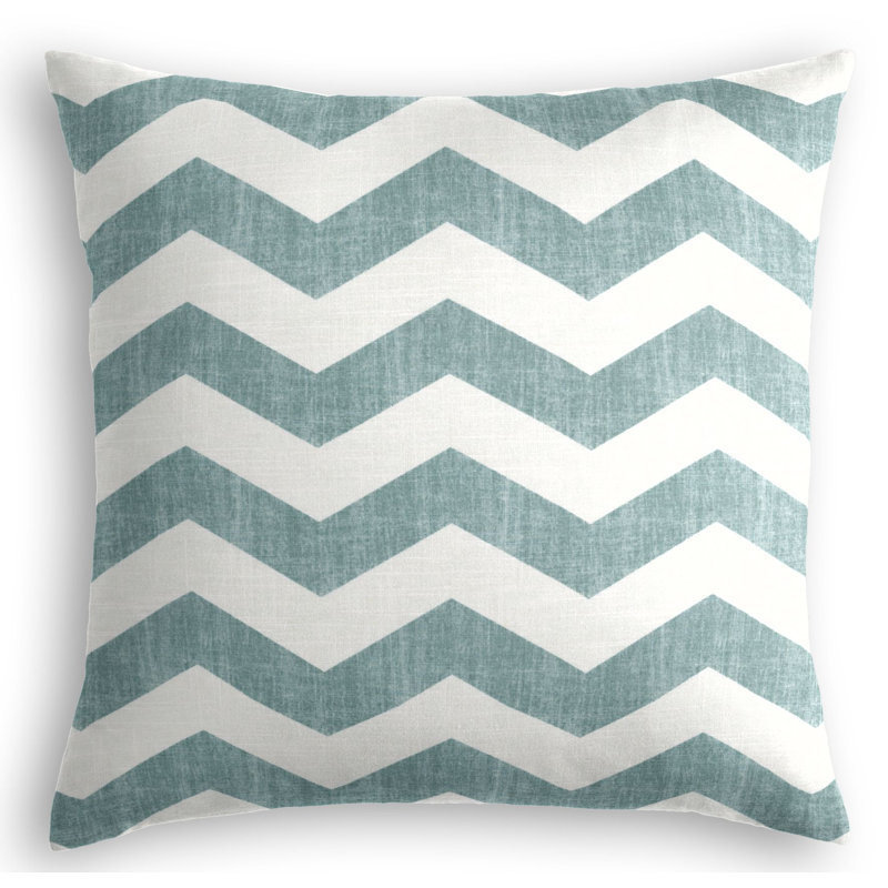 Live Wire Chevron Linen Reversible Throw Pillow, 20" x 20", Aqua Blue/Ivory