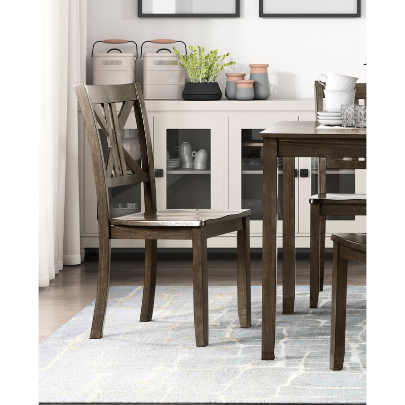 5 pièces à manger au fini brun anthracite - table carrée et 4 chaises pour une sélection douillette sophistiquée