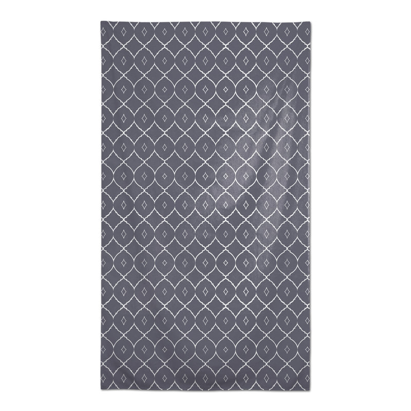 Rectangular Geometric Polyester Tablecloth, Dark Gray