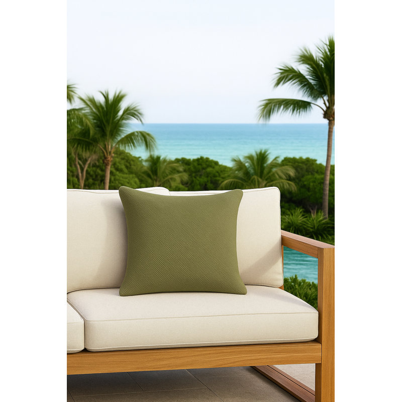 Tropical Teal Drift Weave Indoor Outdoor Pillow Cover 24x24, Pure Green, Square 20", Polyester