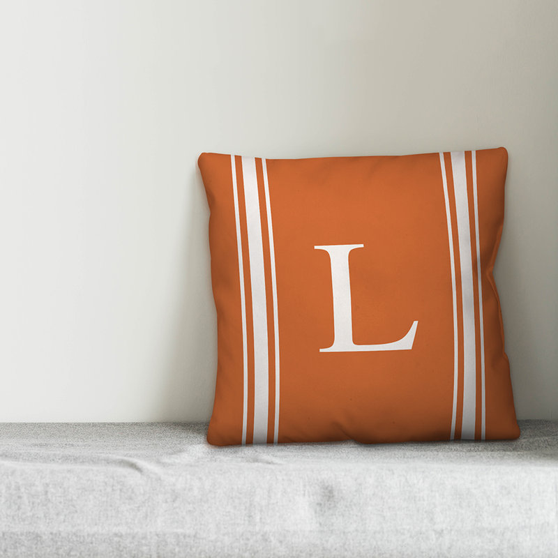Striped Throw Pillow, L, Orange