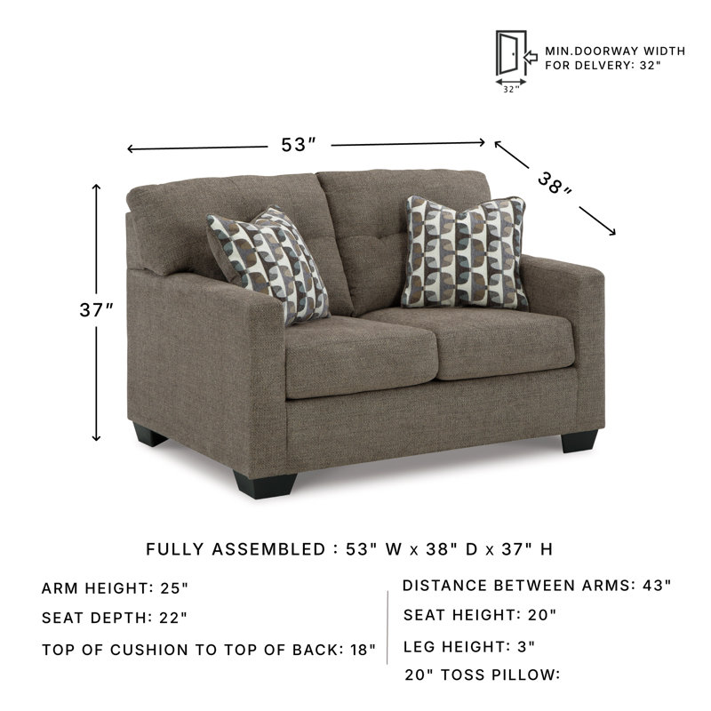Upholstered 53'' Loveseat, Brown Polyester