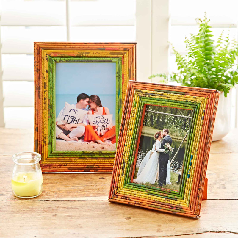 Paper Picture Frame, 12.7cm x 17.8cm, Orange/Yellow/Green