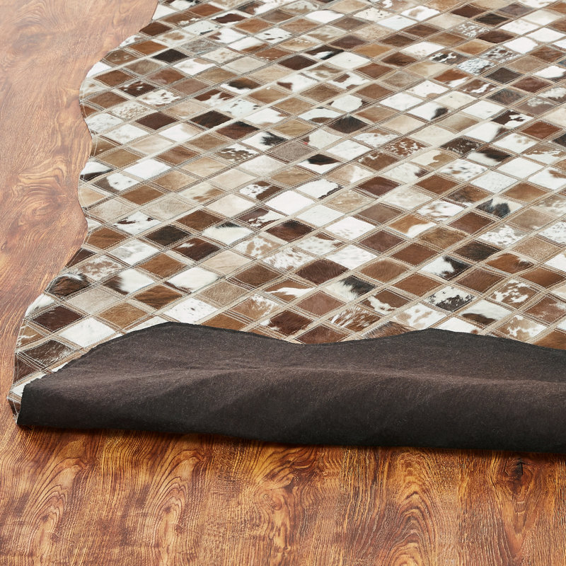 Brelin Cowhide Patchwork Area Rug, Novelty 5'6" x 8'6"