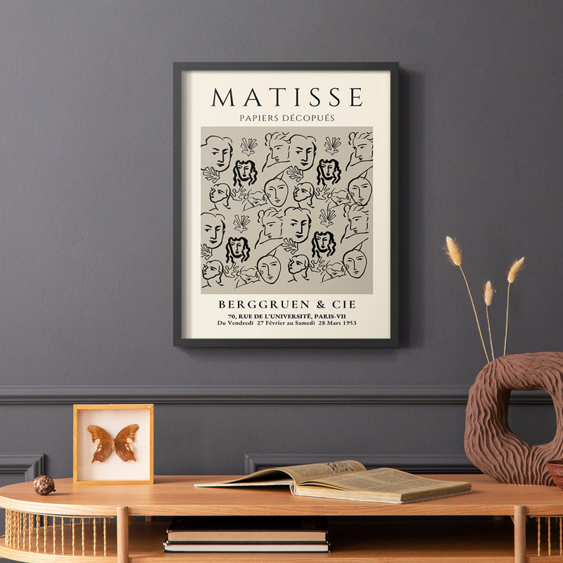 Matisse CLXVI, reproduction encadrée - bois massif, Noir, H 28 po x l 22 po
