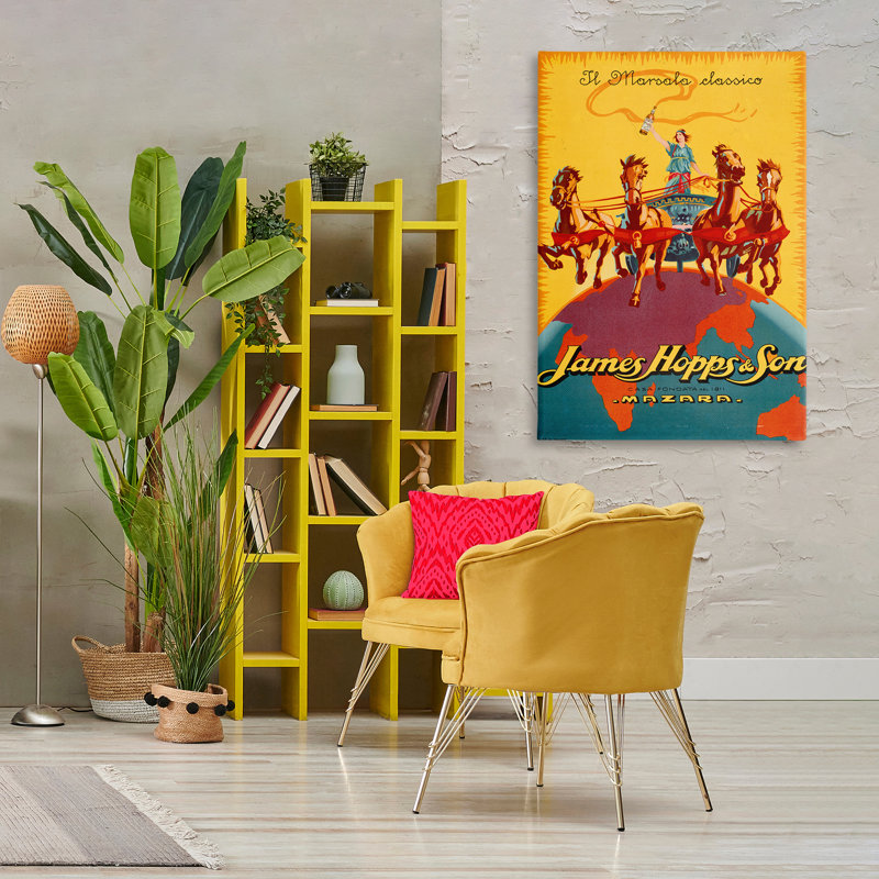 Publicité antique sur toile, par Marcus Jules, H 45 po x l 30 po