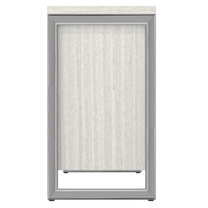 Cream and Silver 76'' Ash Wood Sideboard with Steel Accents