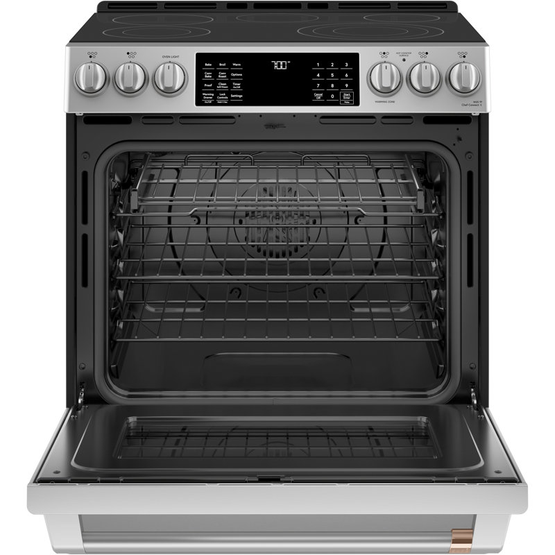 Café 30" 5.7 cu. ft. Smart Slide-in Electric Range with Convection Oven and Radiant Cooktop, Stainless Steel