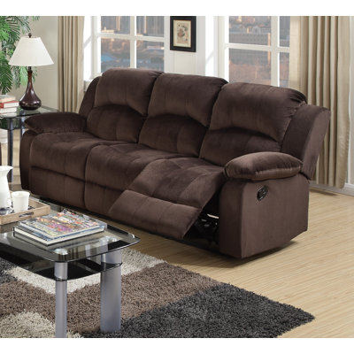 Comfortable And Stylish Motion Sofa With Padded Suede Cushions And Metal Reclining Mechanism For Ultimate Relaxation In Living Room