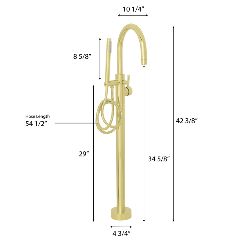 Single Handle Deck Mounted Clawfoot Tub Faucet, Polished Gold